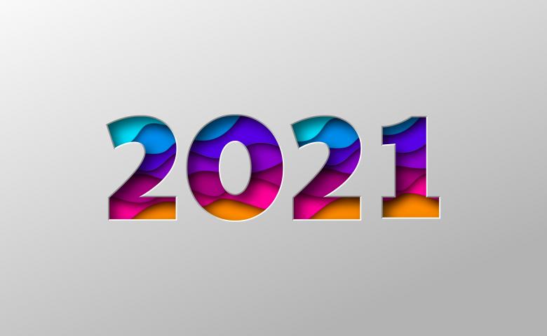 2021 in colourful lettering on a gray background