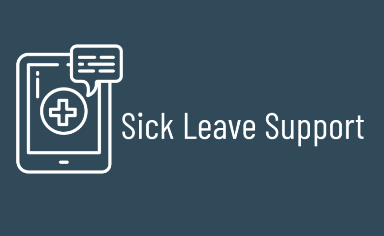 medical cross image on a mobile device with the words sick leave support program spelled out in text format
